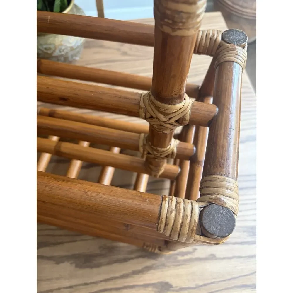 Vintage Midcentury 1960s Paul Frankl Style Bamboo Magazine Rack